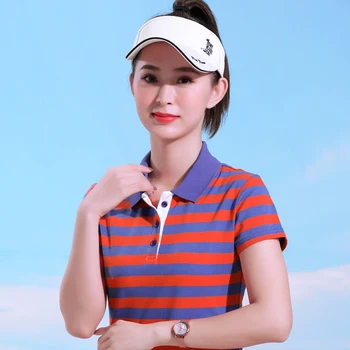 

Summer Short Sleve Stripe Polo Shirts Womens Turn-down Collar Buttons Cotton Plus Size 4xl Breathable Casual Polo Shirts Woman