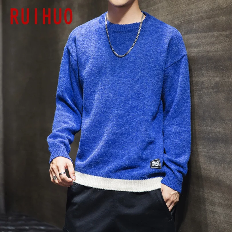 RUIHUO однотонный Повседневный зимний свитер, мужское пальто, осенний свитер, мужское зимнее пальто, пуловер и свитеры для мужчин, осенняя одежда XXXL