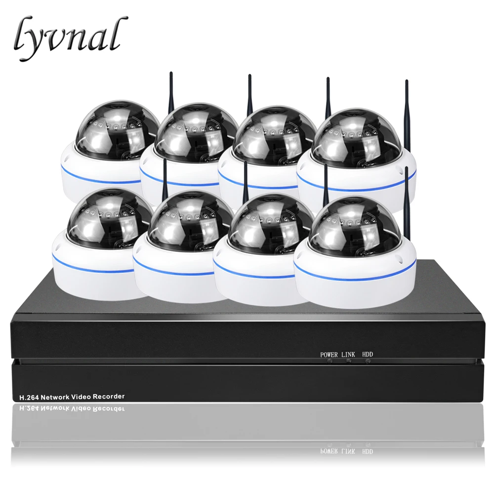 LYVNAL 8ch ip-камера купольная wi-fi-комплект h.265 5mp sony uhd беспроводные камеры видеонаблюдения ip камера купольная металлическая 8ch 5mp система NVR 8ch wi-fi-комплект