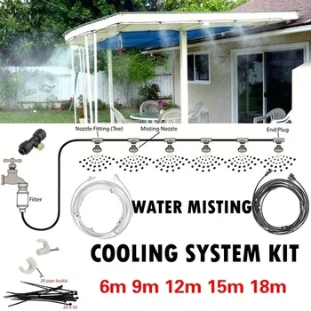 

1 Kit Fog Watering Irrigation System Portable Misting Cooling Automatic Water Nozzle 10M PVC Hose Spray Head 4/7mm Tee Connecter