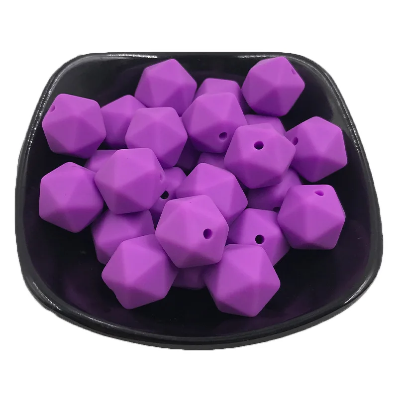 

10Pcs/Lot More Colors Silicone Loose Hexagon Beads Toys Baby Nursing Accessories 14mm Silicone Beads Nursing Accessorie