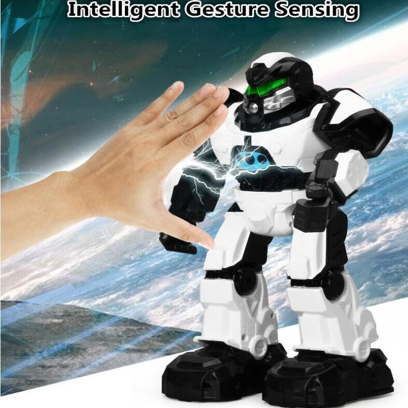 Dual Control Model Watch Remote Control Smart Follow Me Robot Model Toy Singing Dancing Lights Gesture Sensing Walking Robot Toy