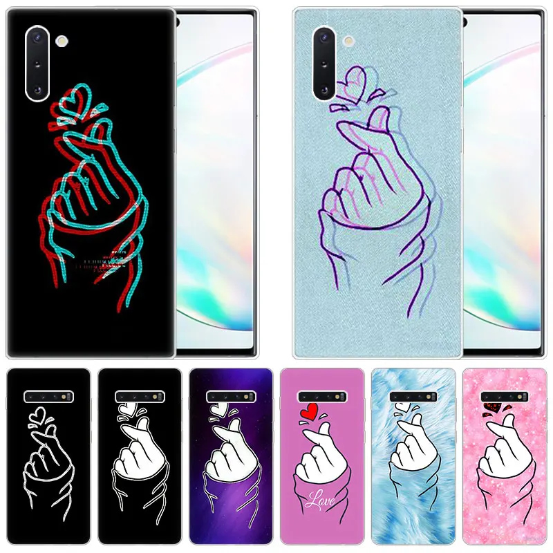 Силиконовый чехол Love on the finger kpop heart для Samsung Galaxy Note 10 Pro 9 8 5 M30S M40 S10E S10 5G S9 S8 Plus S7 S6 Edge