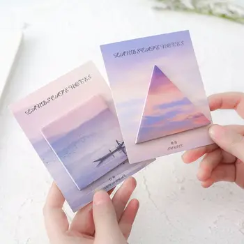 

10Pcs/Bag Portable Sticky Notes Memo With Natural Scenery Pattern For Reminding Plan Schedule Writing Supply