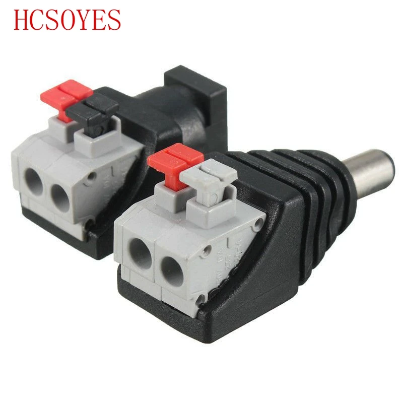 

Male Female DC Power 2.1 x 5.5mm Plug Jack Adapter Connector Plug for 5050 3528 Single Color LED Strip Light and CCTV Camera
