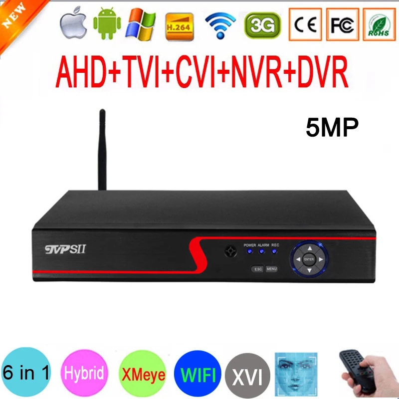 Красная панель 5 Мп XMeye Hi3531D H.265 + аудио 8 каналов 16 гибридный 6 в 1 XVI TVI CVI NVR AHD WIFI CCTV DVR |