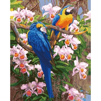 

Painting By Numbers Kit DIY Flower Parrot Canvas Oil Art Picture Home Decor Modern Fashion Style DIY Oil Digital Painting
