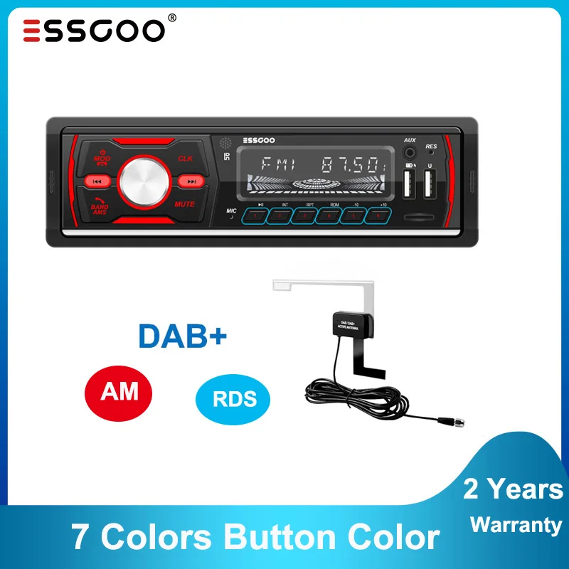 Автомобильный радиоприемник Essgoo 1 Din DAB RDS AM MP3 плеер Bluetooth стерео аудио FM 1Din