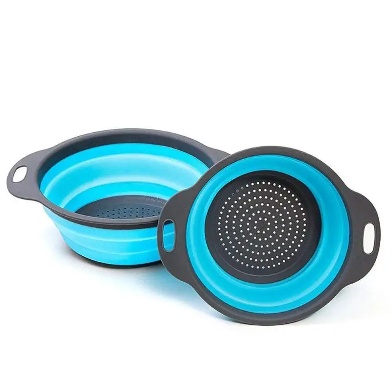 

1Pc Silicone Folding Drain Basket Creative Retractable Silicone Fruit Vegetable Colander Kitchen Storage Gadgets