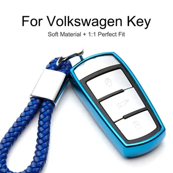 

Car Key Case Cover For VOLKSWAGEN CC VW Passat B6 3C B7 Soft TPU Protection Key Shell Chain Car Styling Cover Case Accessories