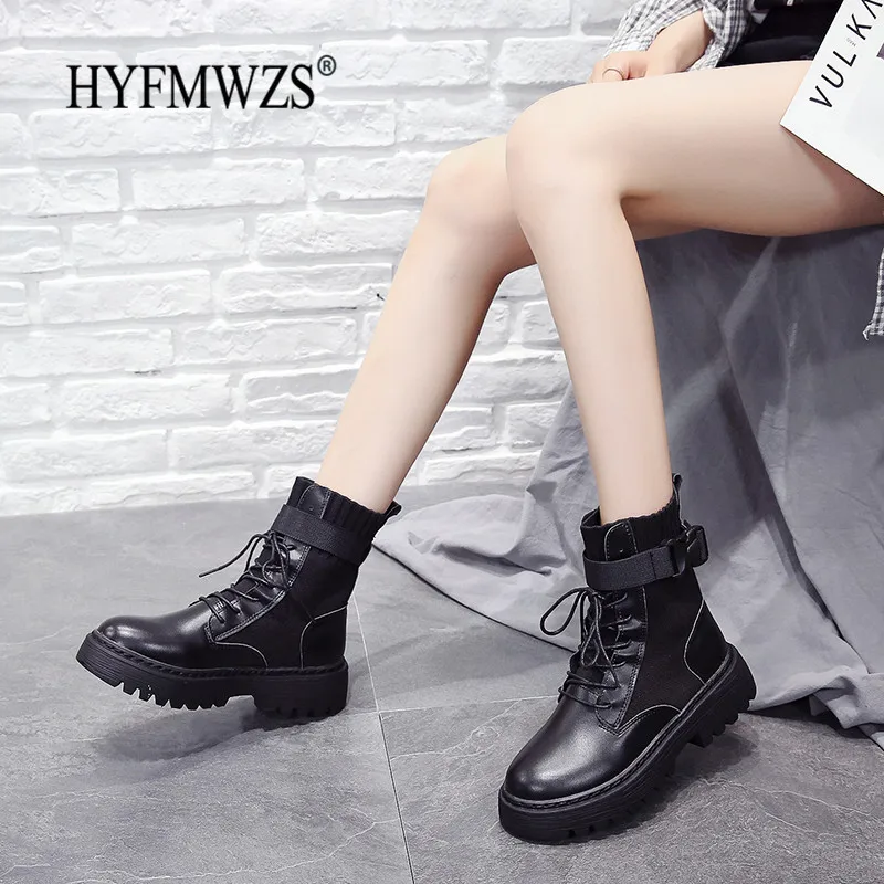 HYFMWZS botas mujer invierno/2019 ботинки на меху Цвет Черный Buty Damskie модные дизайнерские