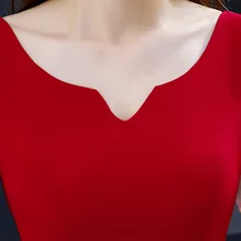 Красное свадебное платье женское стиль банкетное платье с v-образным вырезом Вечерние Элегантные Стройнящие вечерние платья