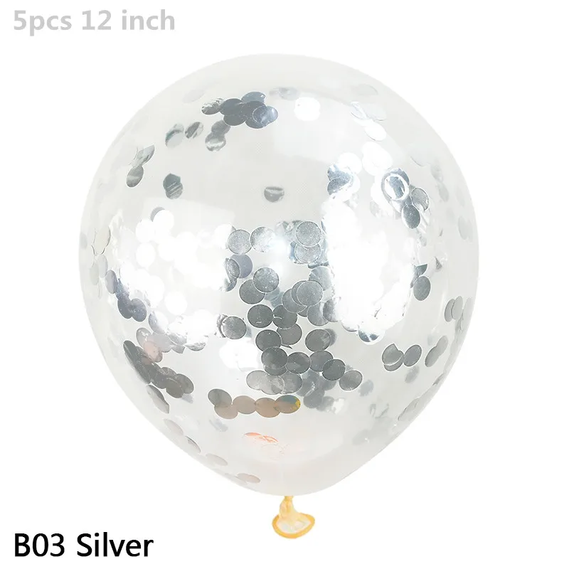 B03 Silver 5 шт./лот, 12 дюймов, конфетти, воздушные шары, прозрачные шары, для вечеринки, свадьбы, вечеринки, украшения, для детей, для дня рождения, для вечеринок, воздушные шары, игрушки - Цвет: B03 Silver