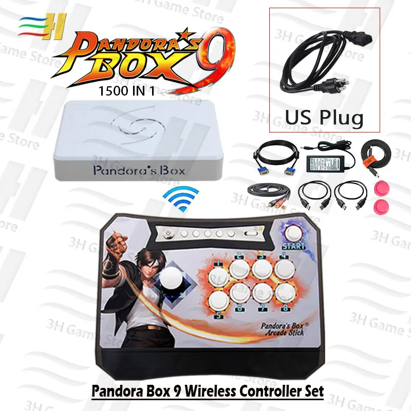 9 KOF black US Pandora Box 9 беспроводной контроллер 1500 В 1 аркадная игра джойстик Кнопка HDMI VGA USB подключение ТВ ПК ps3 plug and play 5S 6s 7 - Цвет: 9 KOF black US