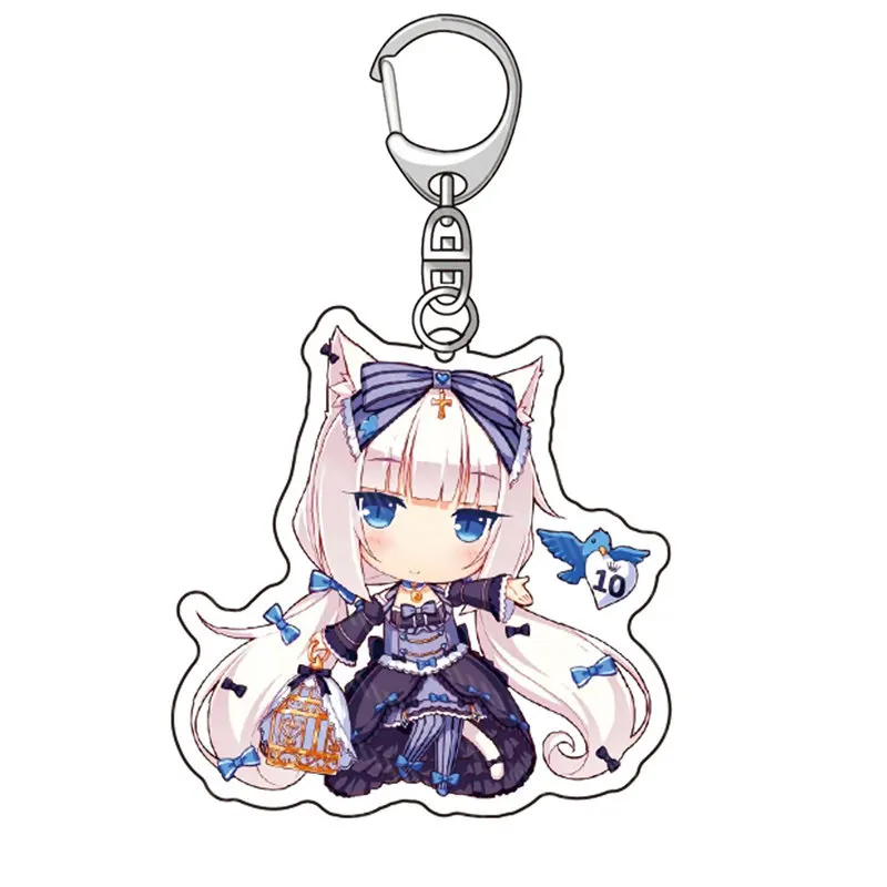 Animation Game Nekopara Keychain Super Cute Anime Girls Cat Chocolat Vanilla Twin Sisters Acrylic Figures Pendant Key Ring Gift | Украшения