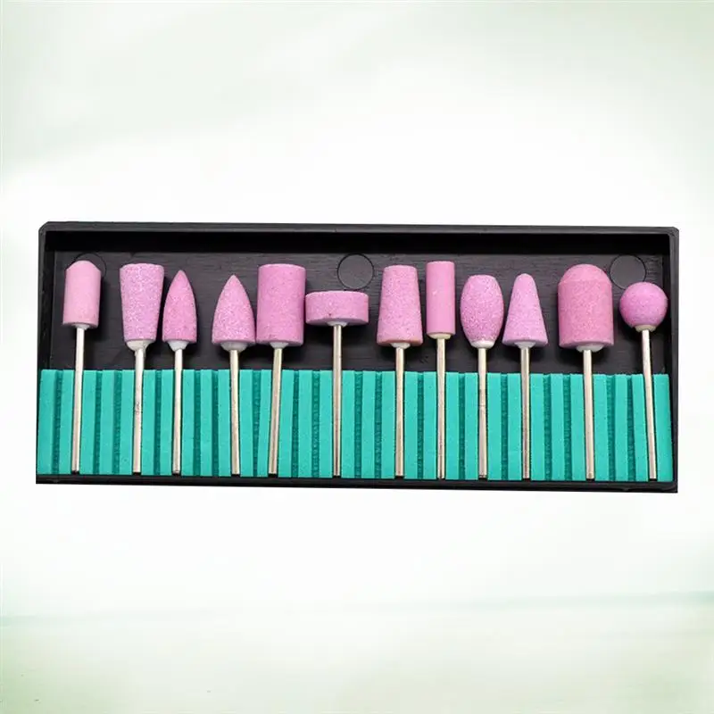 12 in 1 Manicure Quartz Drill Head Set Nail Grinding Head Kit Nail Drill Accessories Cuticle Clean Tool for Salon Women