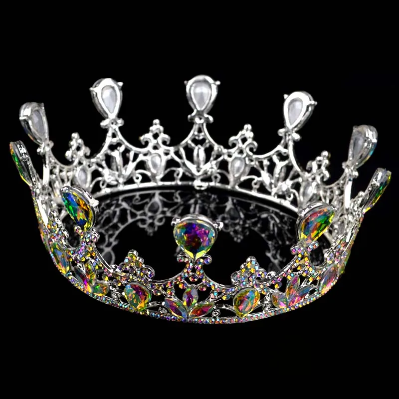 Винтаж многоцветный барокко Корона Ручной Работы queen с украшением в виде кристаллов свадебная корона диадемы повязка на голову украшения Свадебные аксессуары украшения