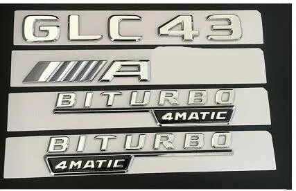 shiny silver Хром GLC43 Для AMG BITURBO 4matic багажник значки-эмблемы для Mercedes X253 - Цвет: shiny silver