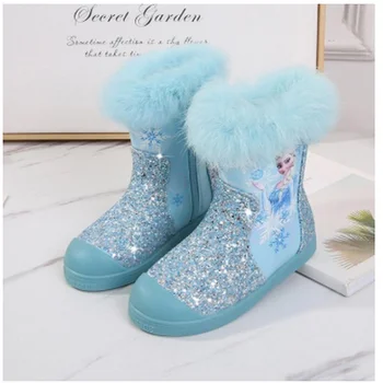 

Children's snow boots winter plus velvet Martin boots girls autumn and winter tube elsa princess boots baby short boots