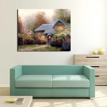 

Thomas Kinkade Cottages Canvas Painting Print Living Room Home Decoration Modern Wall Art Oil Painting Posters Picture Framework