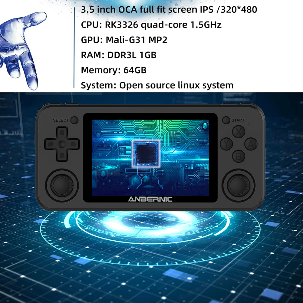 RG351P ANBERNIC RG350P портативный игровой плеер 64 Гб Emuelec система PS1 битная игра IPS RG351