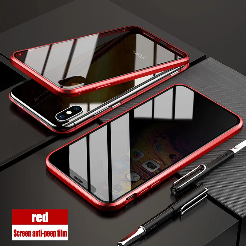 Для iPhone11 6 7 8 X XS Max Zmetal Рамка Анти-писк магнитная Передняя и задняя закаленное Пленка чехол для мобильного телефона