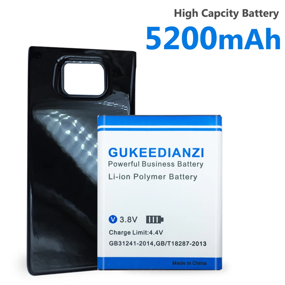 GUKEEDIANZI аккумулятор большой емкости S2 I9100/EB-F1A2GBU 5200 мАч для samsung GALAXY S2 SII I9100 с бесплатной задней крышкой