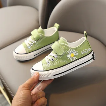 

2020 New Fashion Children Canvas Shoes Girls Boys Kids Sneakers Casual Baby Running Shoes Daisy Black & Green Child Sport Shoes
