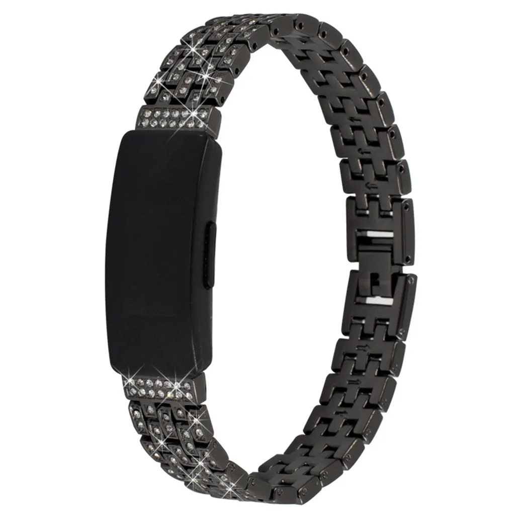 BK HIPERDEAL подходит для замены сплав, бриллиант ремешок с кристаллами для Fitbit Inspire/огнеупорные часы ремешок высокого качества часы группа Jy31 - Цвет: BK
