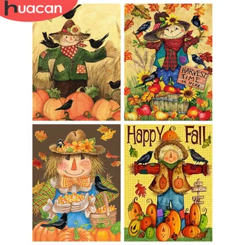 

HUACAN Full Square Diamond Embroidery Halloween Kit Diamond Painting Autumn Mosaic Cartoon Rhinestone Picture Decortion