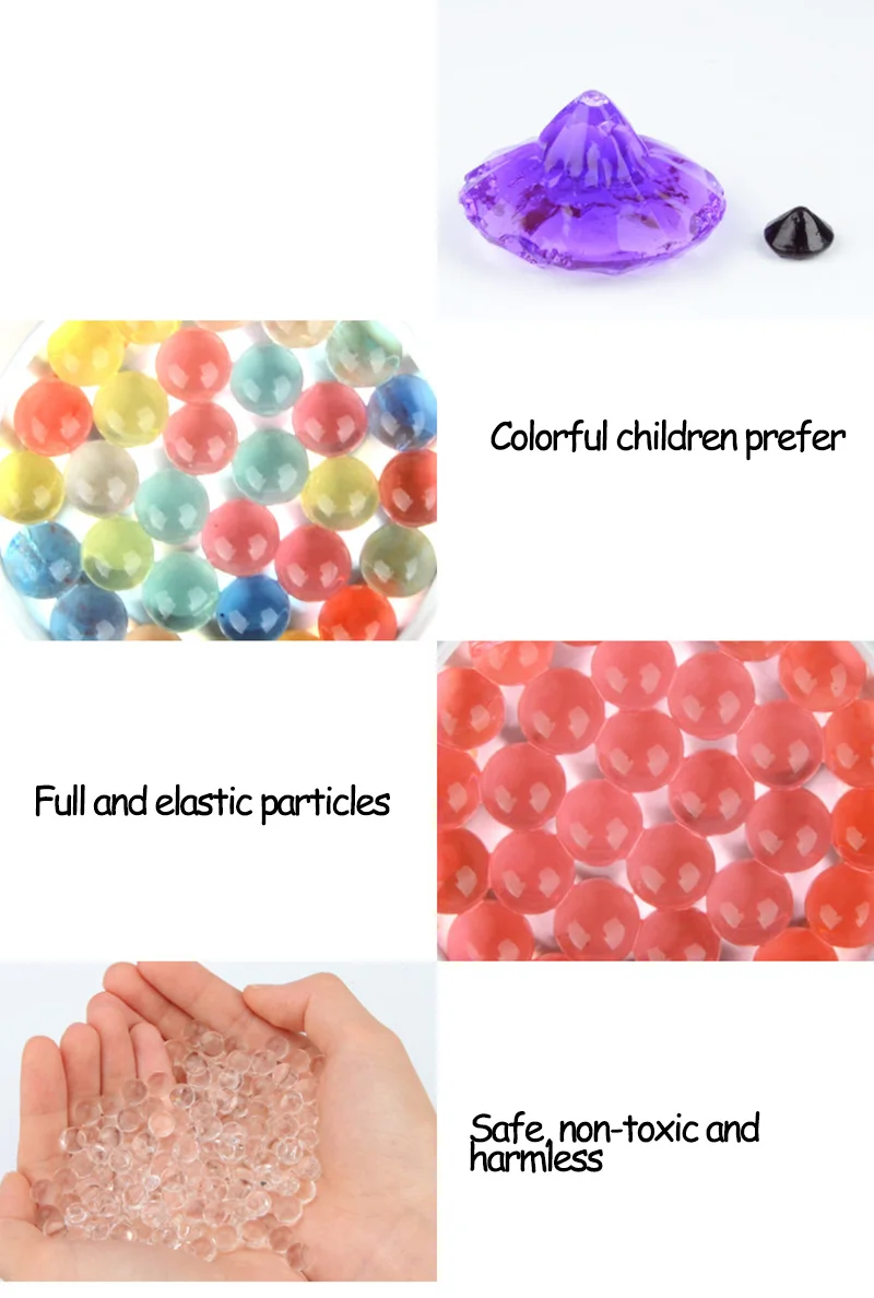 10000pcs 7-8MM Crystal Bullets Colored Soft Crystal Water Paintball Gun Bullet Grow Water Beads Grow Balls Water Gun Toys