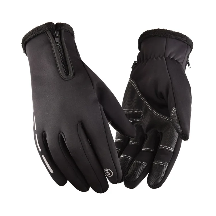 1 пара новых зимних велосипедных перчаток ветрозащитные водонепроницаемые теплые спортивные перчатки износостойкие перчатки для катания на лыжах с сенсорным экраном - Цвет: Black 3