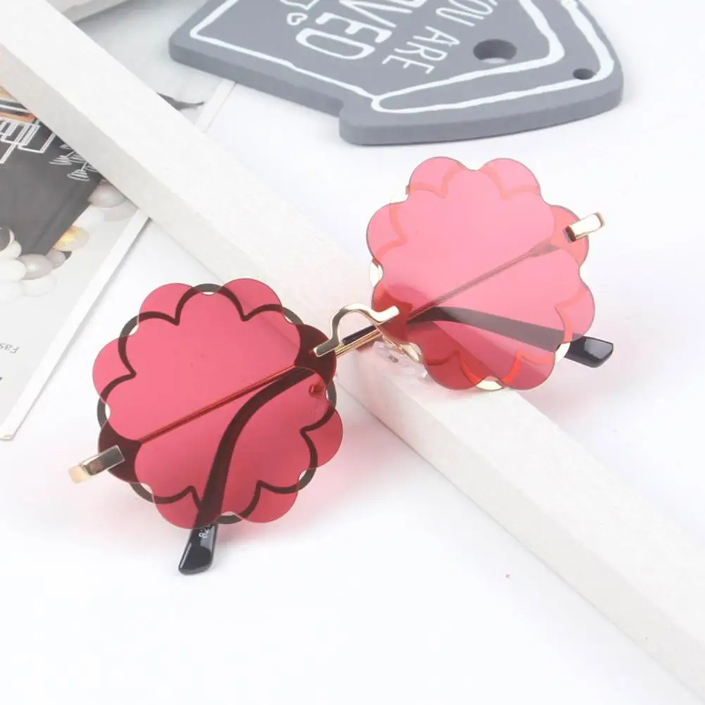 Red lens Модные детские очки детские солнцезащитные очки с круглым цветком Gafas без оправы Детские UV400 Kawaii солнцезащитные очки для девочек и мальчиков Oculos De Sol - Цвет линз: Red lens