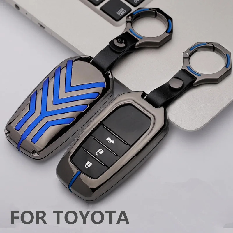 

Car Key Cover Protection Case Galvanized Alloy For Toyota High lander Land Cruiser Riez RAV4 Crown Prado Key Holder Camry Crolla