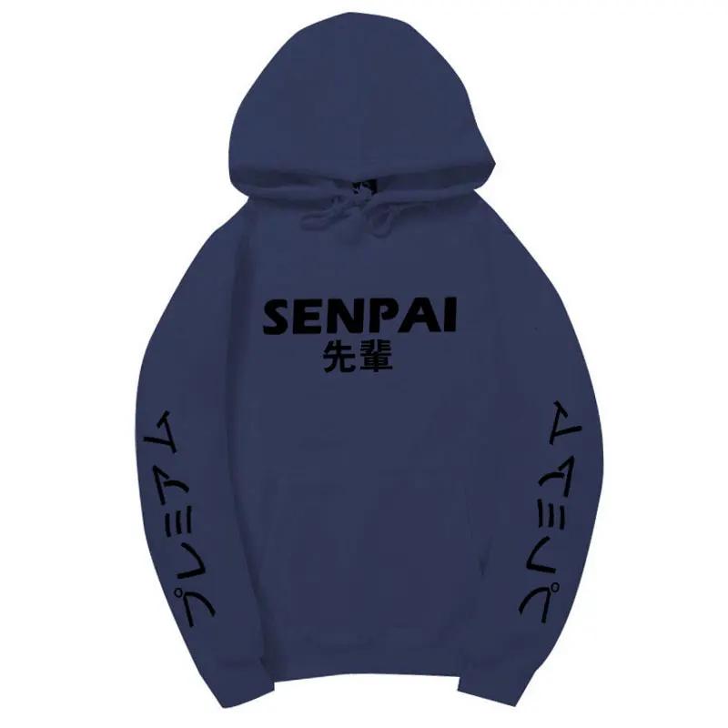 Модная толстовка с капюшоном SENPAI японский уличная многоцветная Женская толстовка с буквенным принтом пуловер Sudadera Hombre - Цвет: Navy blue-H02