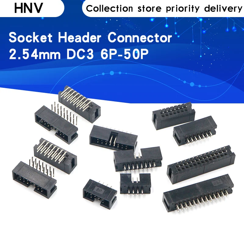 10 шт. прямые разъемы DC3 6P 8P 10P 14P 16P 20P 26P 30P 34P 40P 50P 2 54 мм | Электронные компоненты и