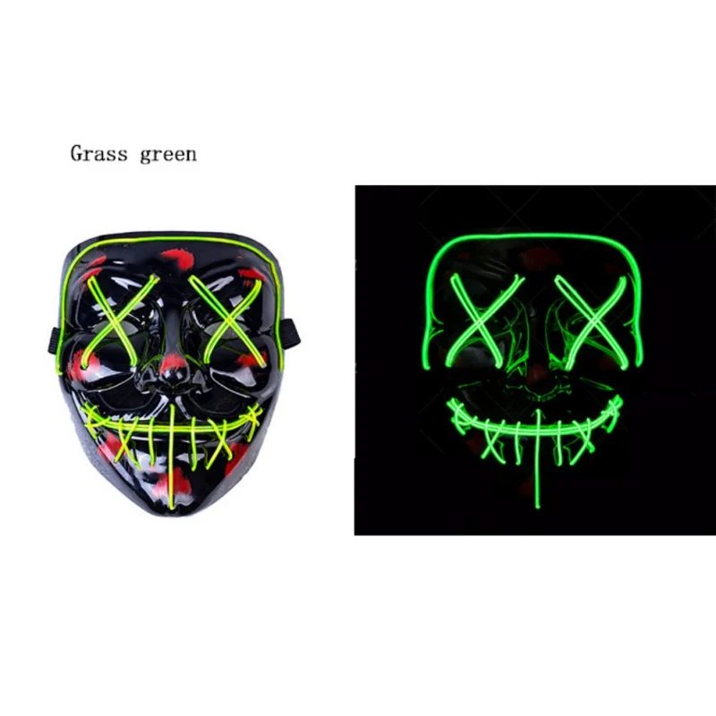 Мода Хэллоуин СВЕТОДИОДНЫЙ маска портативный Хэллоуин DJ вечерние сверкающие с подсветкой маски флуоресцентные поддельные светящиеся партии костюм Очищающая маска