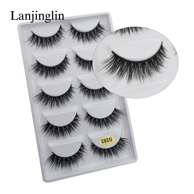 Lanjinglin, 10 коробок,, натуральные накладные ресницы, полные ресницы, искусственные 3d норковые ресницы для наращивания, макияж, Мягкие Накладные ресницы
