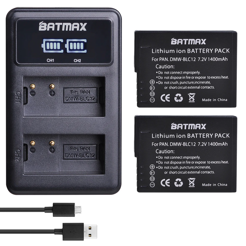 Batmax DMW-BLC12 DMW BLC12E BLC12PP батарея+ светодиодный USB двойной зарядное устройство для Panasonic Lumix FZ1000, FZ200, FZ300, G5, G6, G7, GH2, DMC-GX8