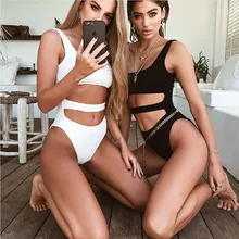 Лето, новинка, подвешенное бикини, цельное тело, сексуальные, полые, треугольные штаны, Unibody, пляжный бюстгальтер, купальник, чистый цвет, купальный костюм