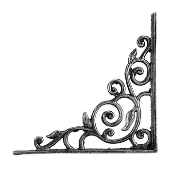 

Shelf Bracket Black Cast Iron Ornate Vine Pattern Deep Brace