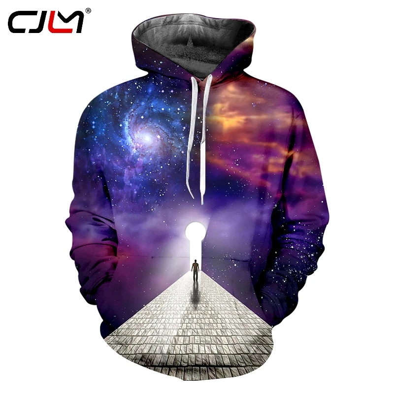 CJLM Модные мужские толстовки 3D Звездное небо дорога забавная уличная одежда