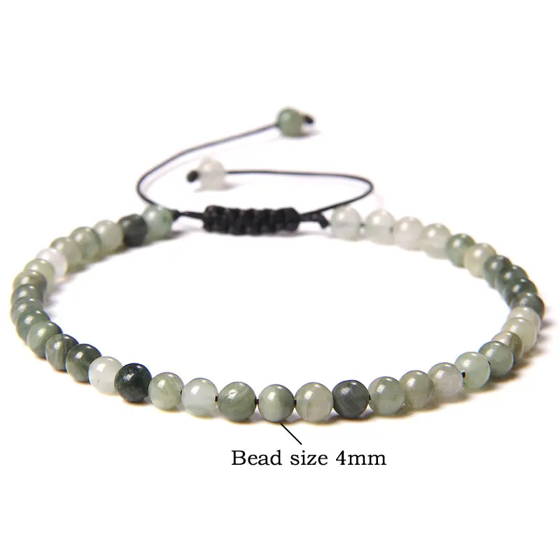 Stone Bracelet Beaded Bracelet 4mm Natural Stone Beads Braied Bracelet Small Round Labradorite Lava Agat Bracelet for Women Men Handmade Yoga Jewelry