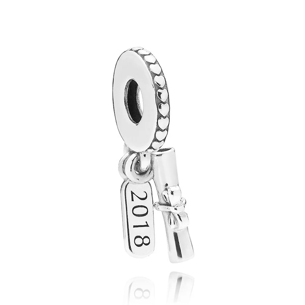 

Authentic 925 Sterling Silver Bead Graduation Scroll Dangle Charm Fit Pandora Women Bracelet Bangle Gift DIY Jewelry