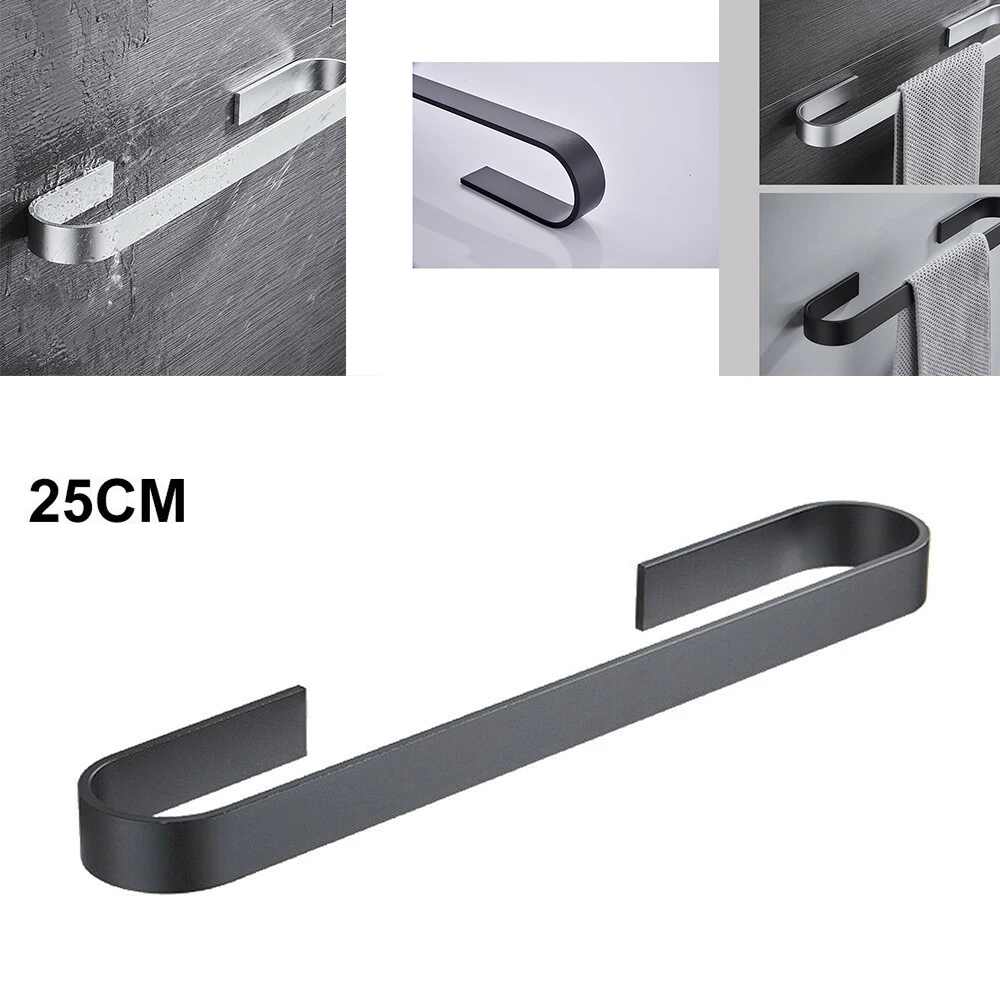 25cm black Настенный держатель для полотенец из нержавеющей стали для ванной комнаты, вешалка для полотенец, самоклеящаяся вешалка для ванной комнаты - Цвет: 25cm black