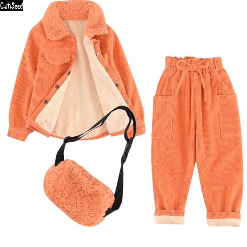 

Cultiseed Big Girl Winter Corduroy Thicken Warm Sets Clothes Female Korean Cute 2pc Set Suits Ladies Fashion Long Sleeve Sets