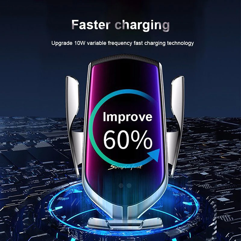 

R1 Automatic Clamping 10W Wireless Charger Car Holder Smart Infrared Sensor Qi GPS Air Vent Mount Mobile Phone Bracket Stand