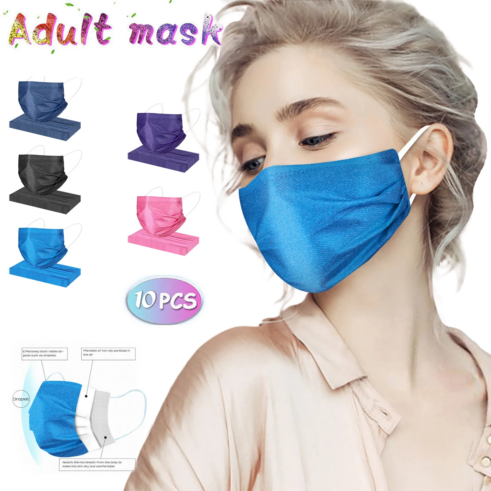10pcs Disposable Face Mask For Adults Mascaras Halloween Cosplay Masque 3 Layer Mouth Cover Masks Mascarillas Маска Для Лица |