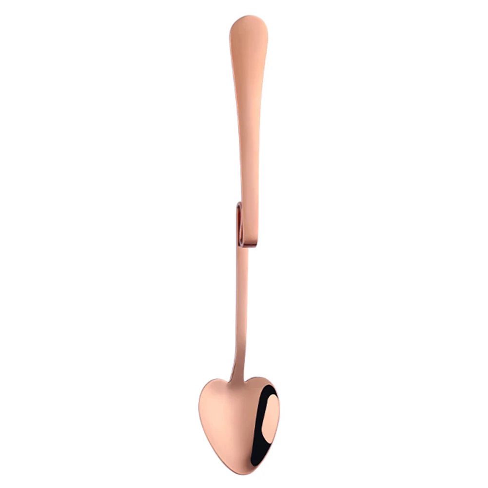 Rose Gold Нержавеющая сталь домашнее мороженое портативная кофейная посуда Коктейльная кофейная чайная ложка подвесная чашка десерт в форме сердца закуска - Цвет: Rose Gold
