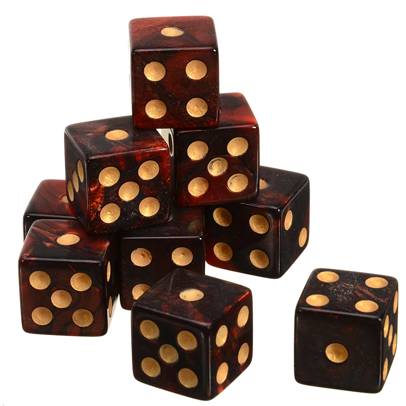 10pcs Blue/Red Acrylic Spot Dice 6 Sided Dice 16mm Dice Portable Table Games Party Tool Right Angle Dice